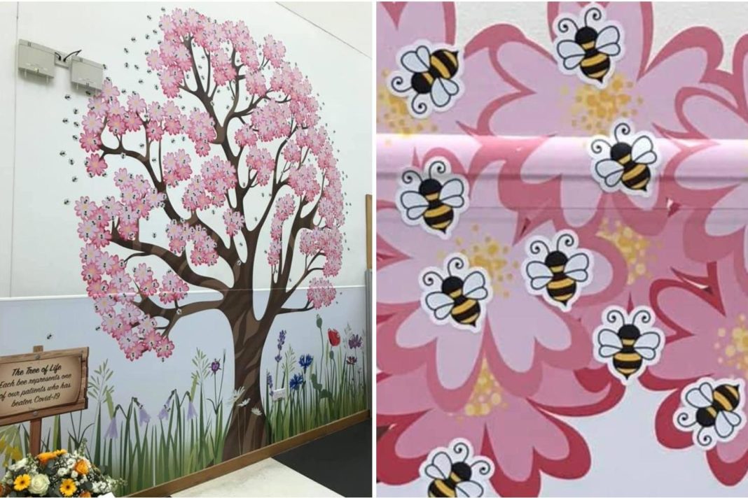 east-london-hospital-hangs-up-a-bee-for-every-patient-who-has-beaten-coronavirus-in-message-of-hope-mural