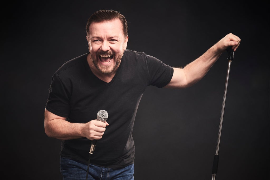 ricky-gervais-at-the-palladium-review:-risque-riffs-that-kick-hard-against-modern-sensibilities
